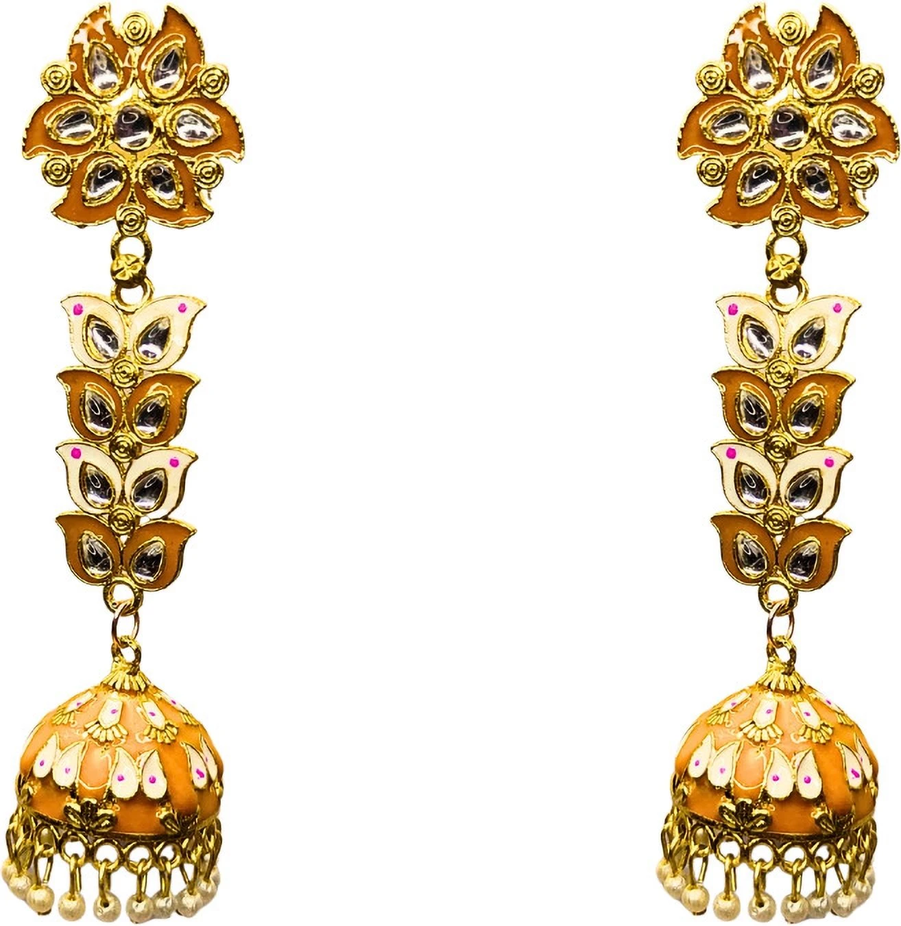 Tahaniya Pushpa Lata Floral Cascade Pearl Jhumkas Jhumki Earring and Drops & Danglers view 1