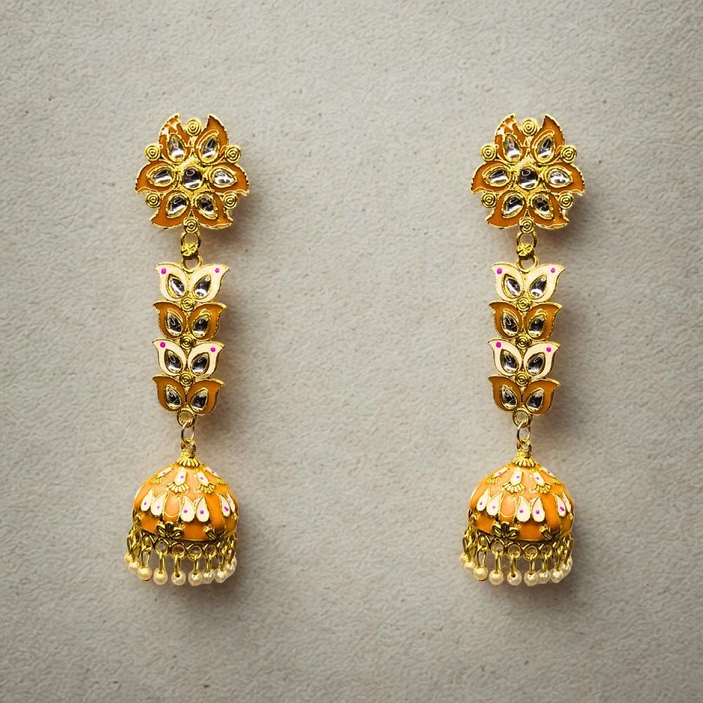 Tahaniya Pushpa Lata Floral Cascade Pearl Jhumkas Jhumki Earring and Drops & Danglers view 3