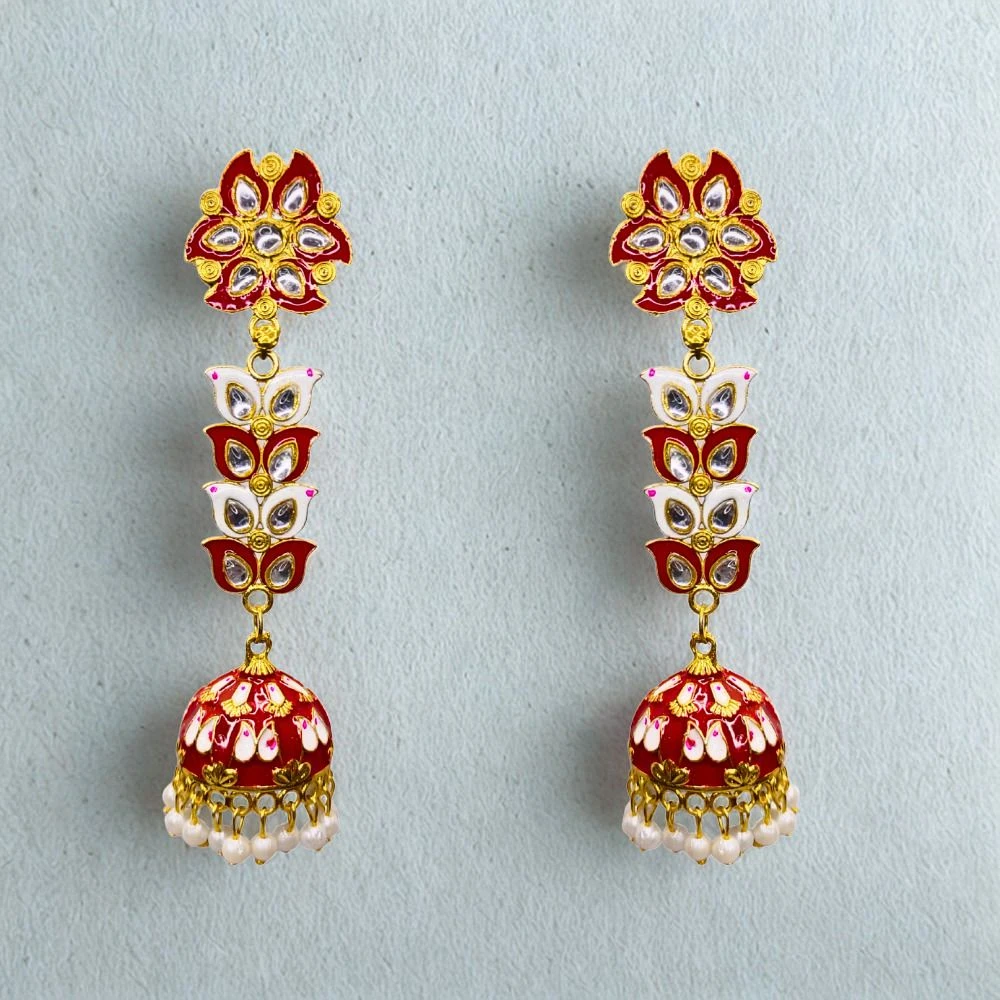 Tahaniya Pushpa Lata Floral Cascade Pearl Jhumkas Jhumki Earring and Drops & Danglers view 3