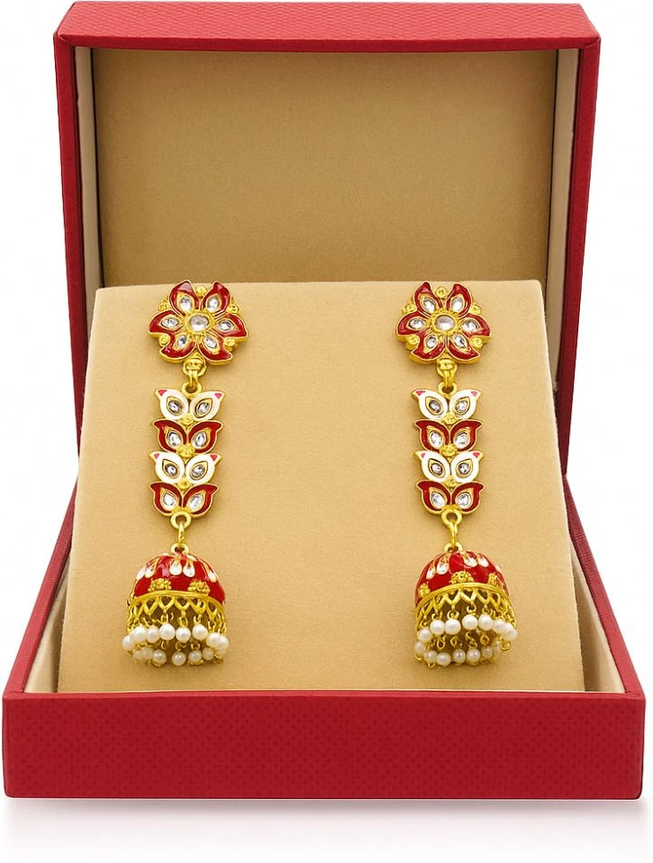 Tahaniya Pushpa Lata Floral Cascade Pearl Jhumkas Jhumki Earring and Drops & Danglers view 5