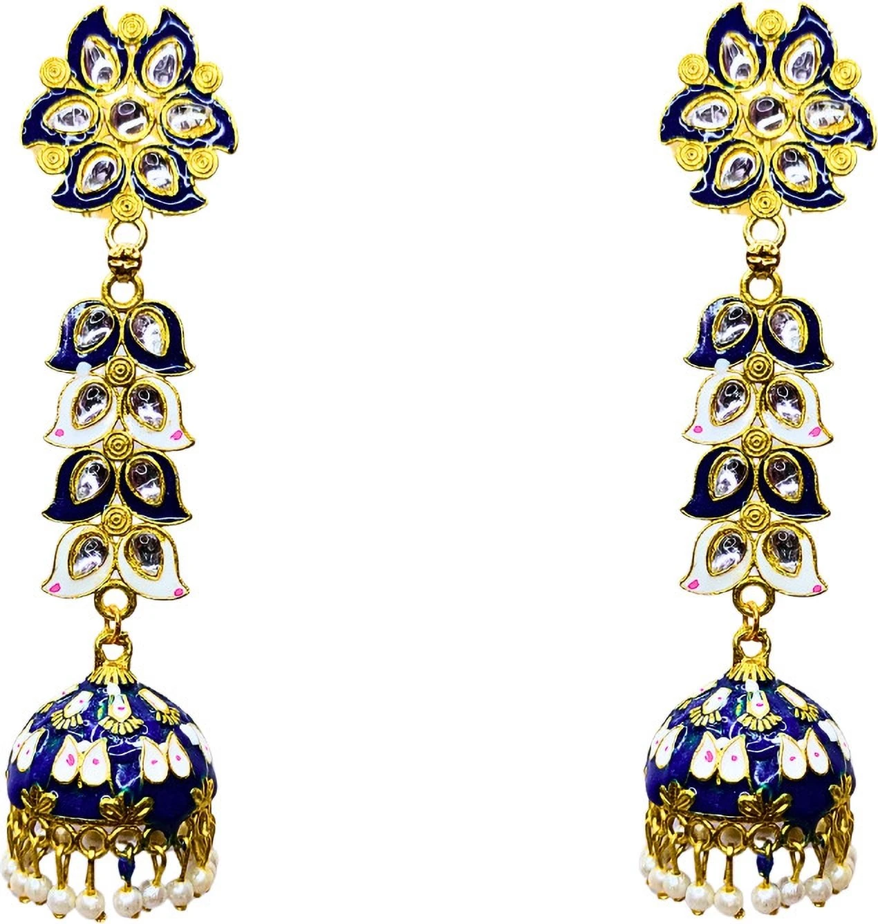 Tahaniya Pushpa Lata Floral Cascade Pearl Jhumkas Jhumki Earring and Drops & Danglers view 1