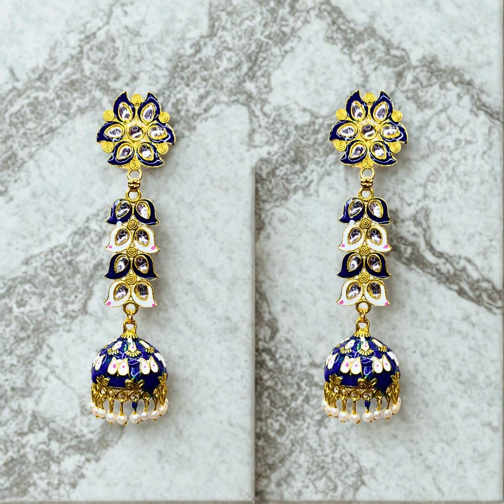 Tahaniya Pushpa Lata Floral Cascade Pearl Jhumkas Jhumki Earring and Drops & Danglers view 3