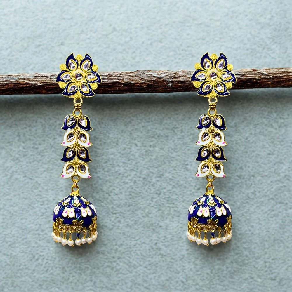 Tahaniya Pushpa Lata Floral Cascade Pearl Jhumkas Jhumki Earring and Drops & Danglers view 4