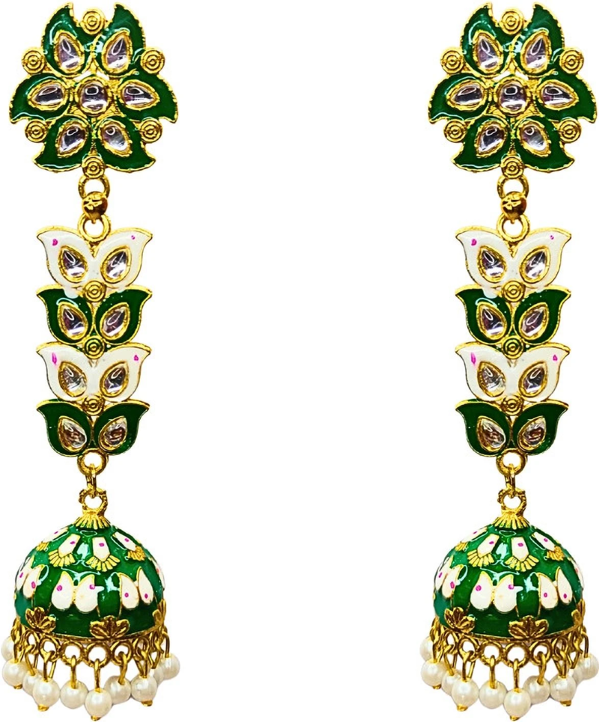 Tahaniya Pushpa Lata Floral Cascade Pearl Jhumkas Jhumki Earring and Drops & Danglers view 1