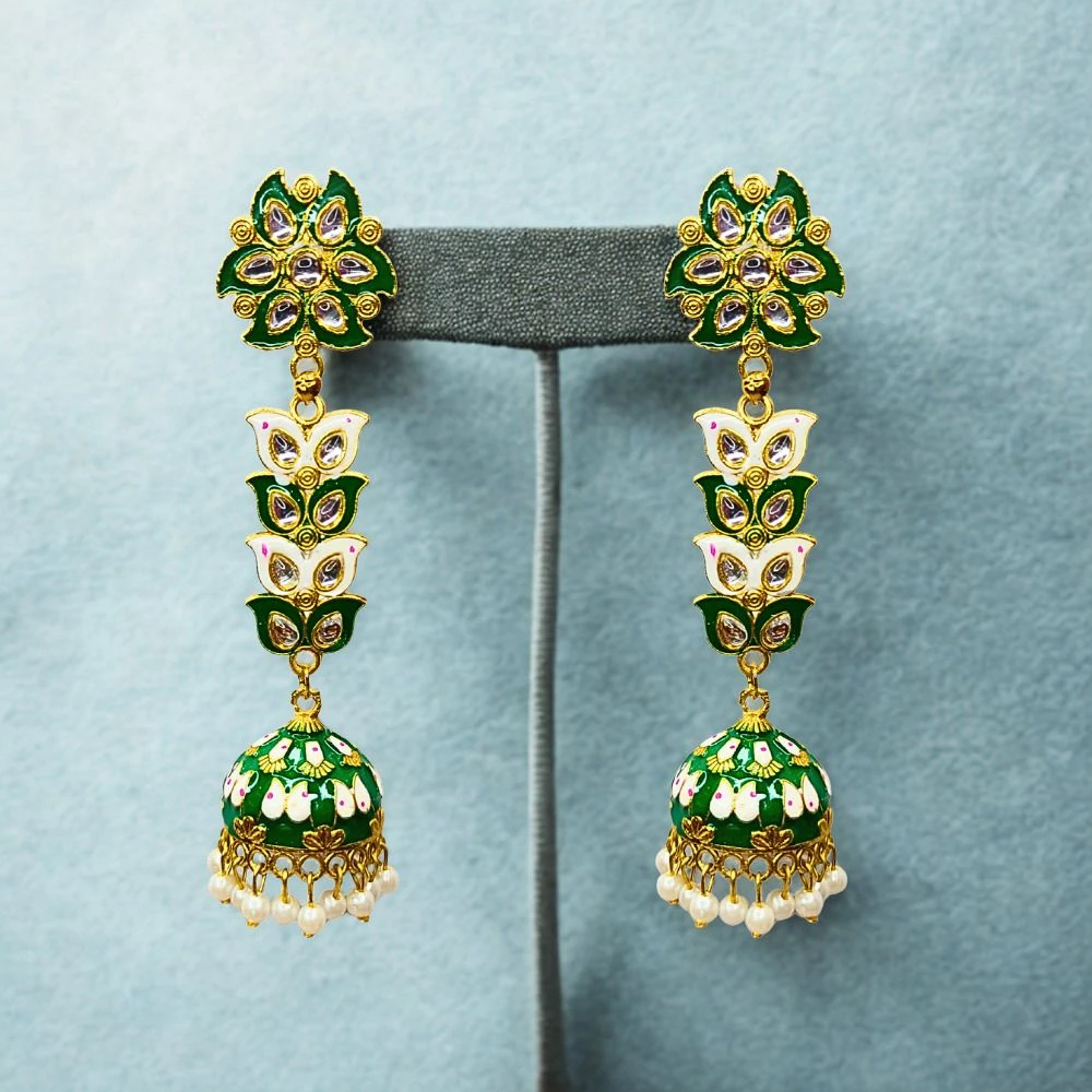Tahaniya Pushpa Lata Floral Cascade Pearl Jhumkas Jhumki Earring and Drops & Danglers view 3