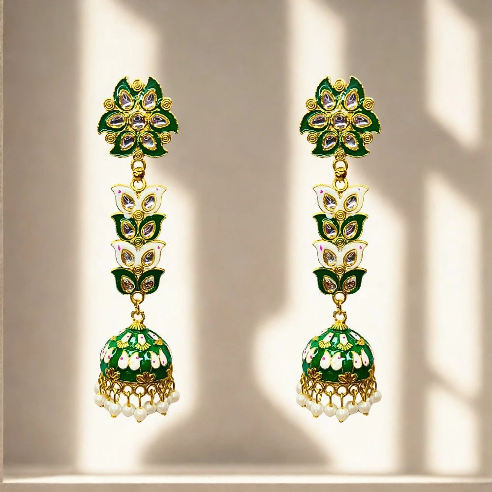 Tahaniya Pushpa Lata Floral Cascade Pearl Jhumkas Jhumki Earring and Drops & Danglers view 4