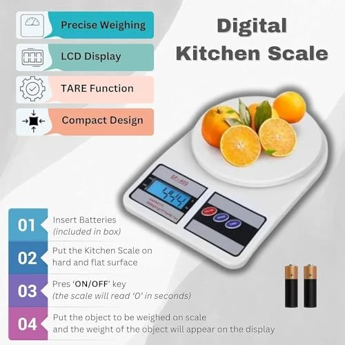 Kitchen Weight Machine 6 Months Manufacturer Warranty, Digital Scale with LCD Display, Scale for Home Baking, Cooking & Balance Diet. Machine with capacity 10Kg, (Model SF400) view 2