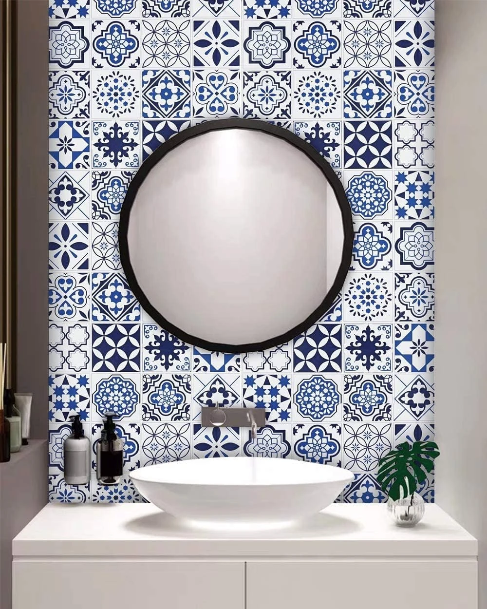 Marble Wallpaper for Blue Marble Wallpaper for Contact Paper|Peel and Stick Wallpaper Self Adhesive Removable (Size:60 * 200 Cm) (Blue Floral 1.K9) view 1