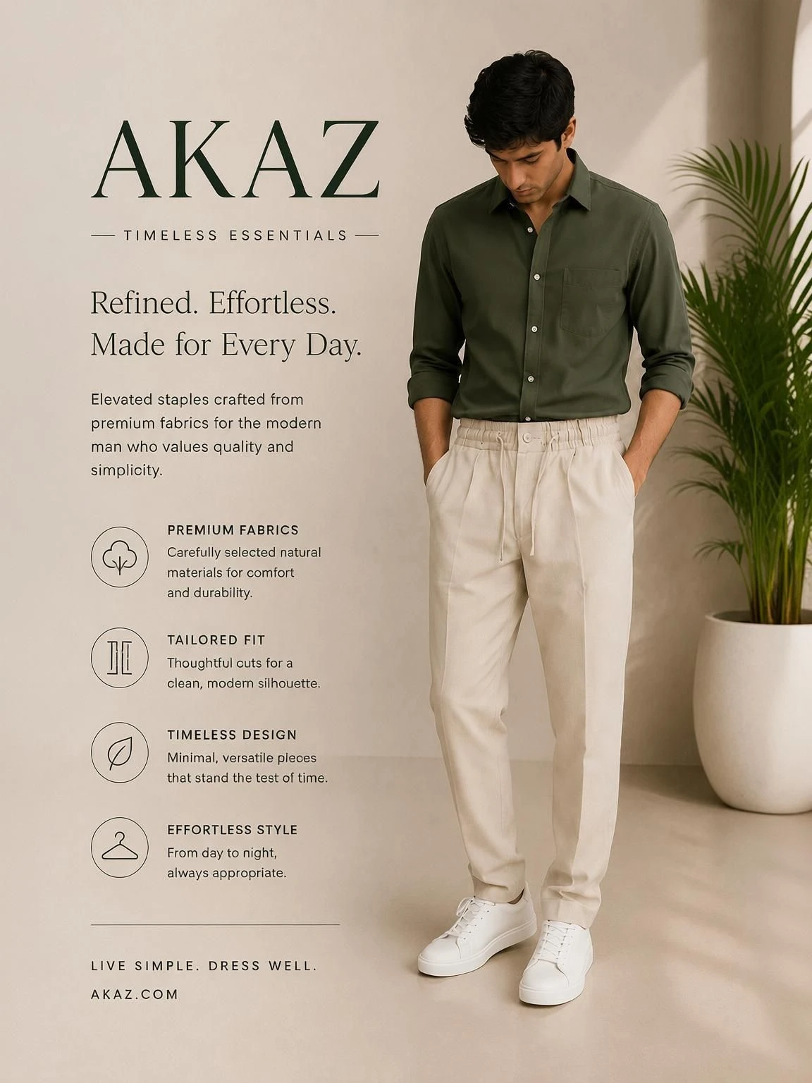 AKAZ Men's Casual Trousers Tapered view 1