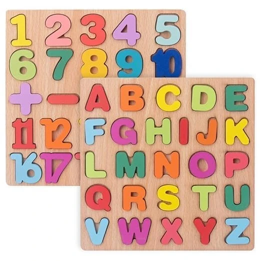 Childrens Toddler English Montessori Board Alphabet ABC Letters Alphabet and Number Puzzle Set Education Letter Puzzle for Kids Boys Girls Ages 3-6 Preschool Puzzles Letters Alphabet Number view 1