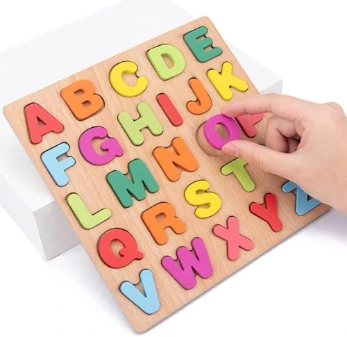 Childrens Toddler English Montessori Board Alphabet ABC Letters Alphabet and Number Puzzle Set Education Letter Puzzle for Kids Boys Girls Ages 3-6 Preschool Puzzles Letters Alphabet Number view 2