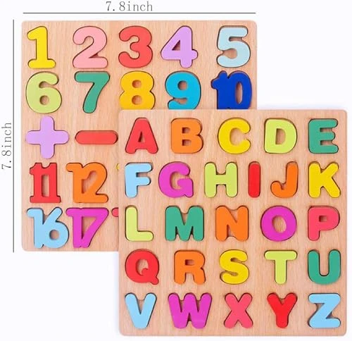 Childrens Toddler English Montessori Board Alphabet ABC Letters Alphabet and Number Puzzle Set Education Letter Puzzle for Kids Boys Girls Ages 3-6 Preschool Puzzles Letters Alphabet Number view 3