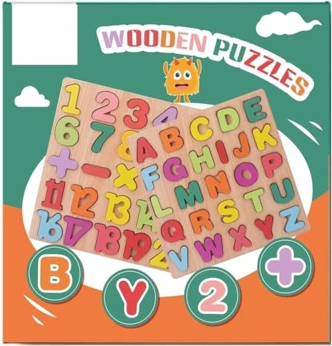 Childrens Toddler English Montessori Board Alphabet ABC Letters Alphabet and Number Puzzle Set Education Letter Puzzle for Kids Boys Girls Ages 3-6 Preschool Puzzles Letters Alphabet Number view 4