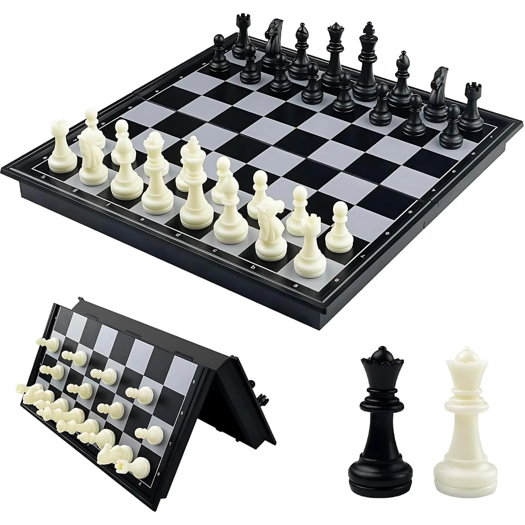 Design Studio Magnetic Chessboard Game Set with Folding Travel Friendly Portable Storage Case Chess Board Set with 2 Players Toys for Kids and Adults view 1