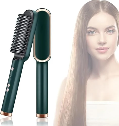 Design Studio 2in1 Ceramic Hair Straightening Brush, Hair Straightener for Woman, Electric Hair Brush Straightener Comb for Smooth, Silky Hair - Straightener Brush with 30s Heating, 5 Heat Settings view 3