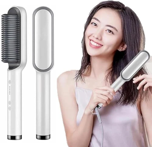 Design Studio 2in1 Ceramic Hair Straightening Brush, Hair Straightener for Woman, Electric Hair Brush Straightener Comb for Smooth, Silky Hair - Straightener Brush with 30s Heating, 5 Heat Settings view 4