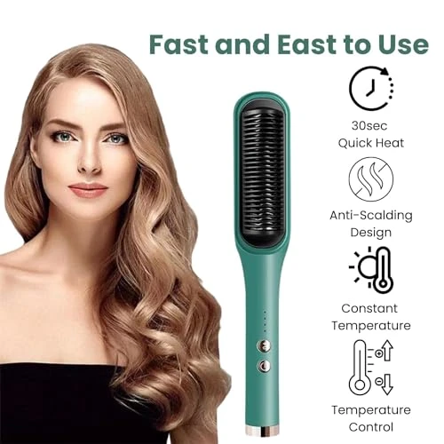 Design Studio 2in1 Ceramic Hair Straightening Brush, Hair Straightener for Woman, Electric Hair Brush Straightener Comb for Smooth, Silky Hair - Straightener Brush with 30s Heating, 5 Heat Settings view 7
