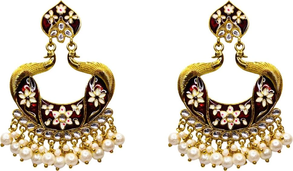 Tahaniya Mayurika Mohor Peacock Pearl Cascade Earrings Chandbali Earring view 1