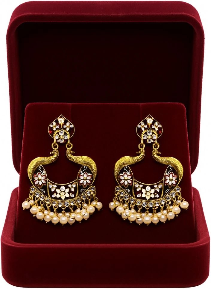 Tahaniya Mayurika Mohor Peacock Pearl Cascade Earrings Chandbali Earring view 4