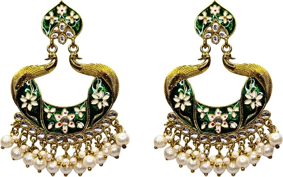 Tahaniya Mayurika Mohor Peacock Pearl Cascade Earrings Chandbali Earring view 1