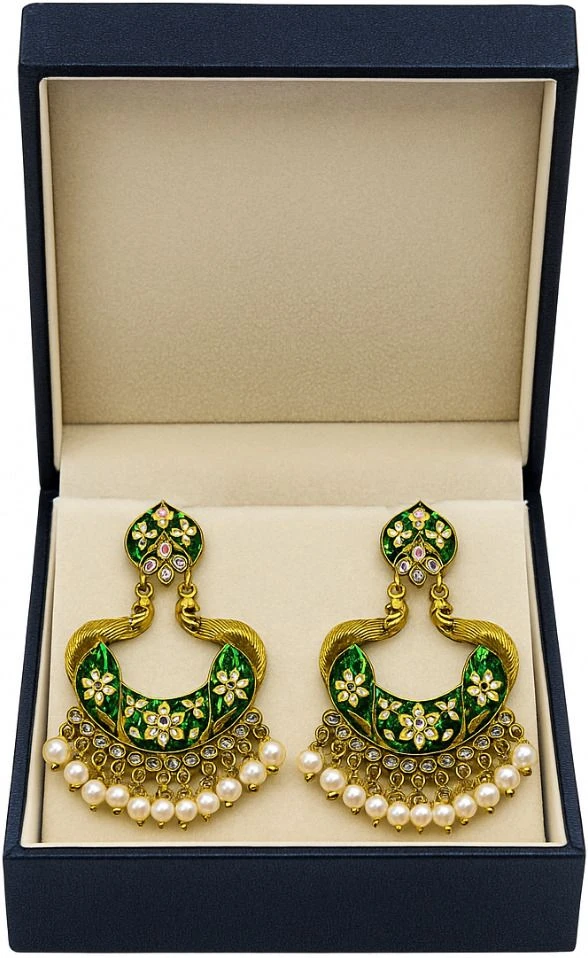 Tahaniya Mayurika Mohor Peacock Pearl Cascade Earrings Chandbali Earring view 4