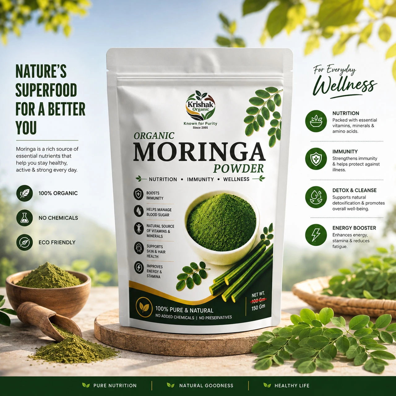 Krishak Organic Moringa Leaf Powder Pack of 2 view 2