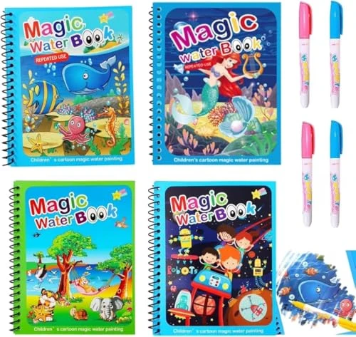 Water Marker Magic Book for Kids, 4 Different Theme Magic Books, Educational, Promote Fine Motor & Drawing Skills, Reusable, Mess-Free Art with Quick Dry Technology view 2