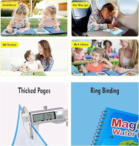 Water Marker Magic Book for Kids, 4 Different Theme Magic Books, Educational, Promote Fine Motor & Drawing Skills, Reusable, Mess-Free Art with Quick Dry Technology view 3