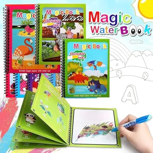 Water Marker Magic Book for Kids, 4 Different Theme Magic Books, Educational, Promote Fine Motor & Drawing Skills, Reusable, Mess-Free Art with Quick Dry Technology view 4