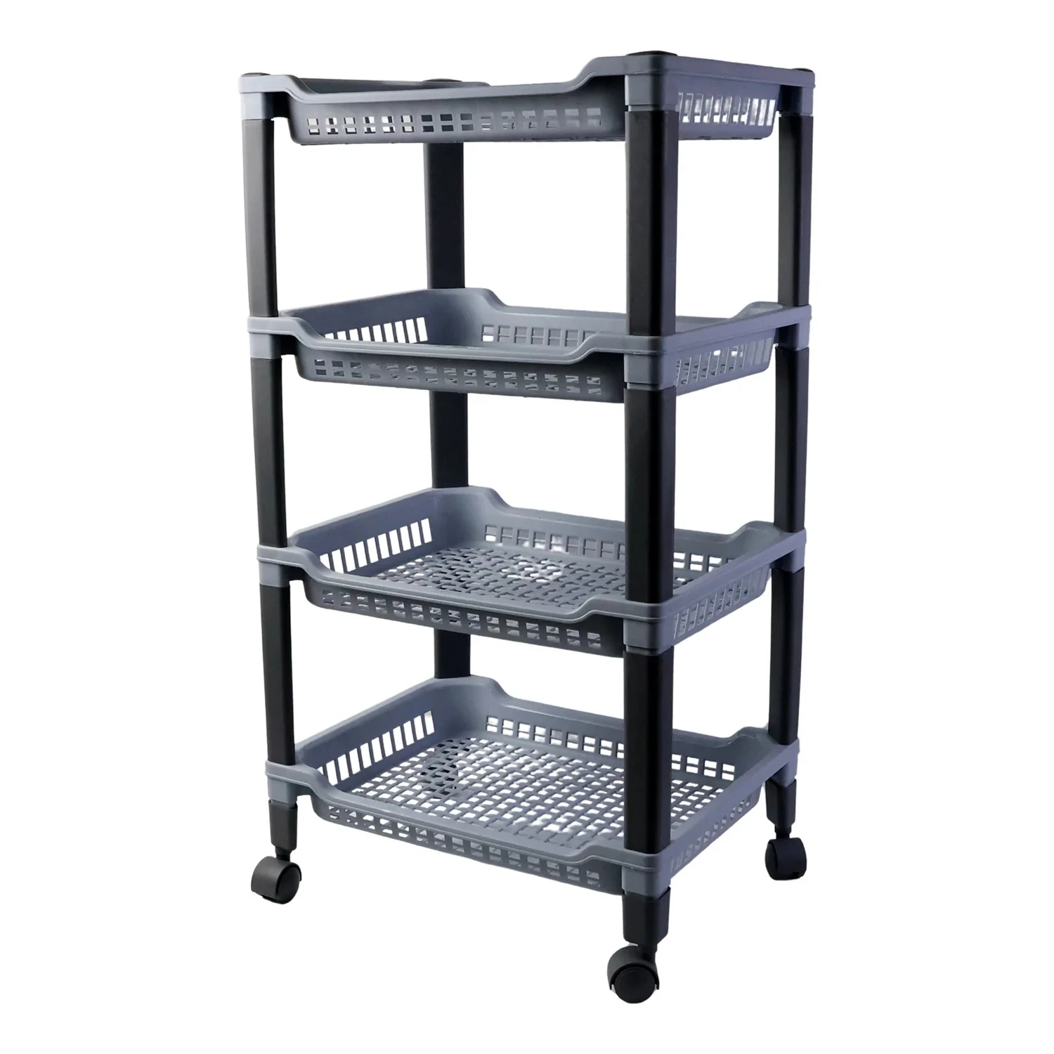 4-Tier Rolling Kitchen Storage Trolley Rack with Caster Wheels view 4