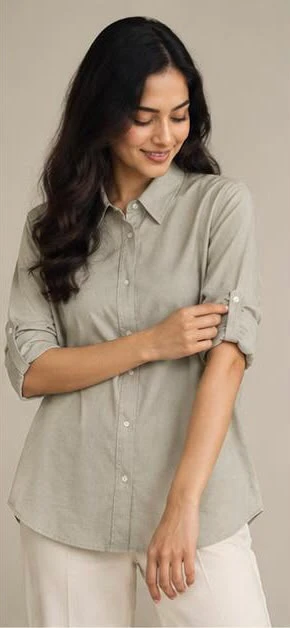 Women's Mint Green 100% Cotton Oxford Shirts view 2