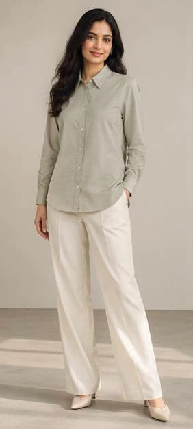 Women's Mint Green 100% Cotton Oxford Shirts view 3
