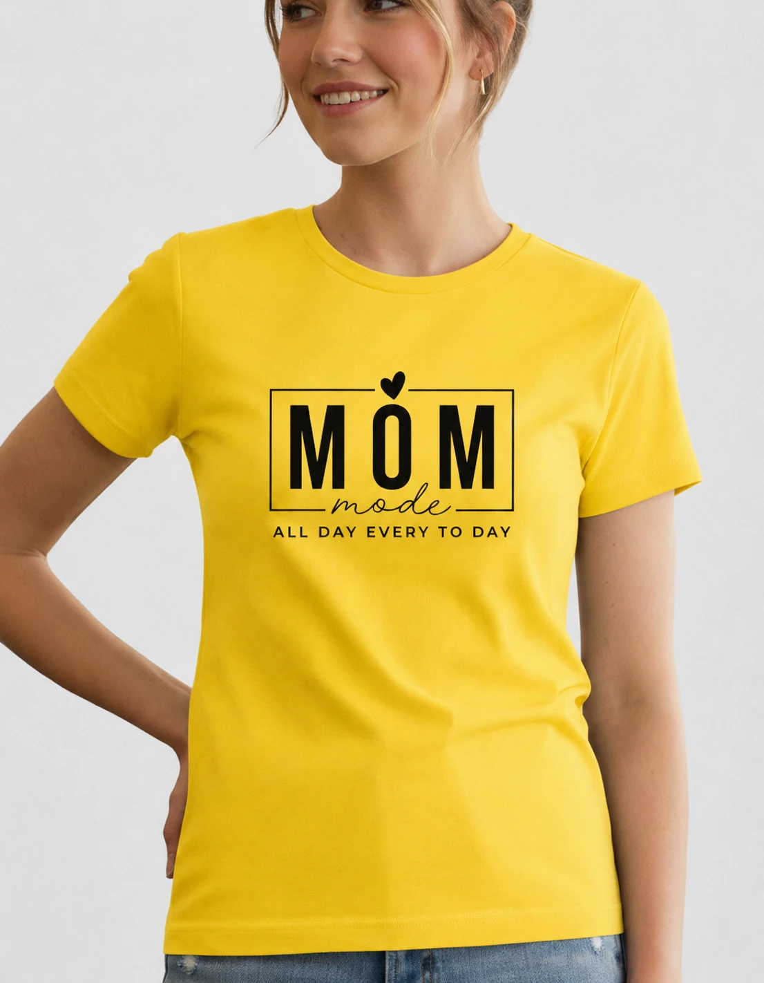 Women's Yellow "Mom Mode" Graphic T-Shirt