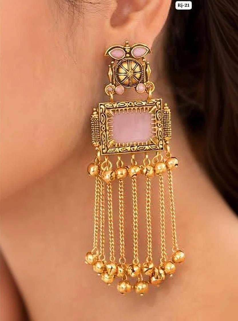 Tahaniya Pink square kashmiri earring Earring Set view 1