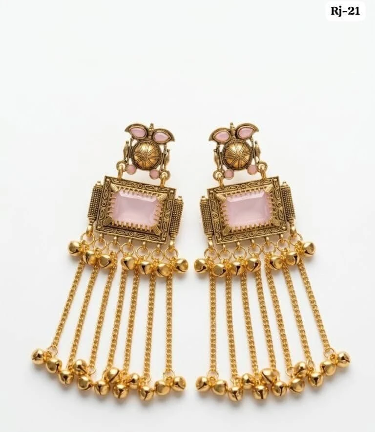 Tahaniya Pink square kashmiri earring Earring Set view 2