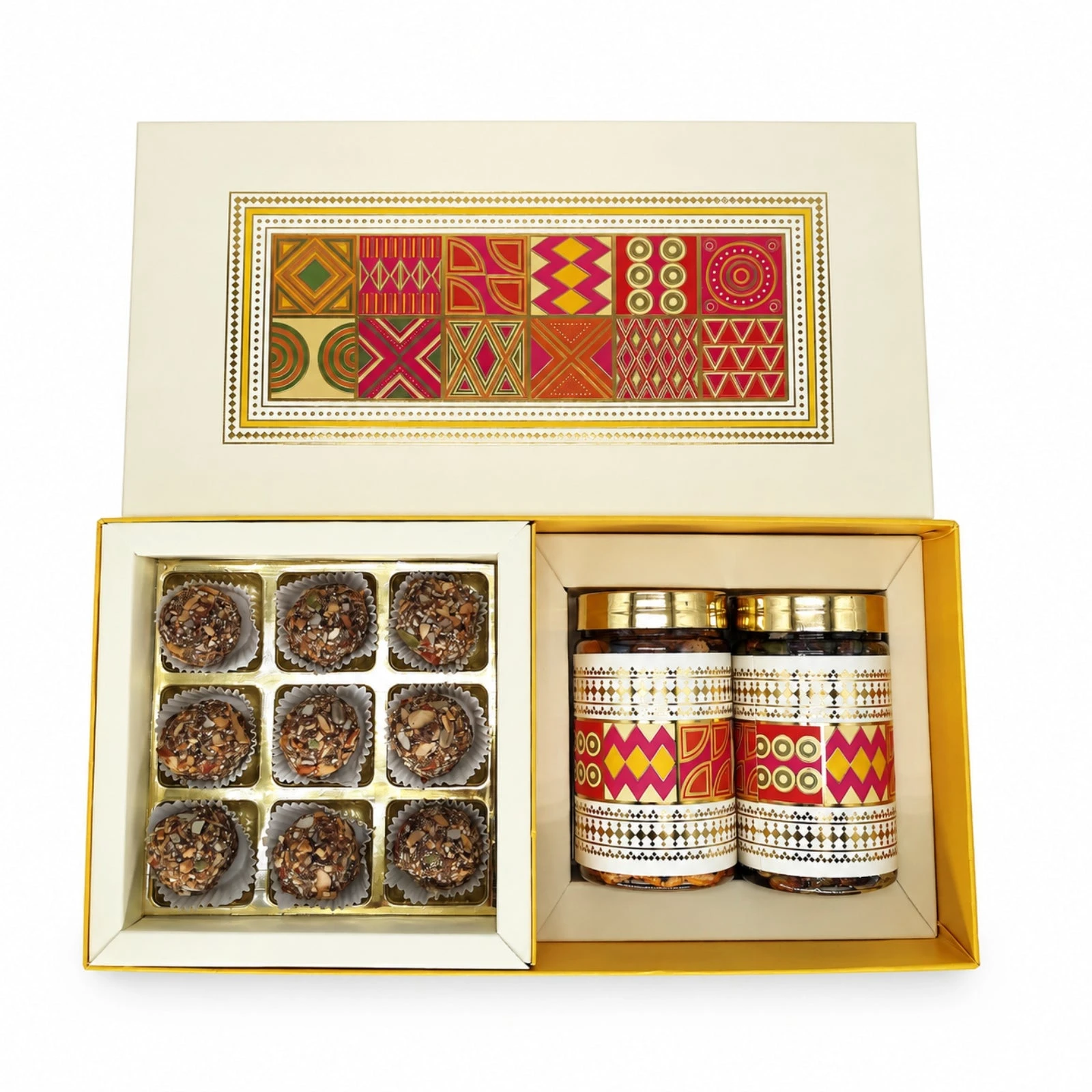 Nature's Trunk Gift Hamper - 2 PET Jars and 9 Dry Fruit Laddus - 875 g view 2