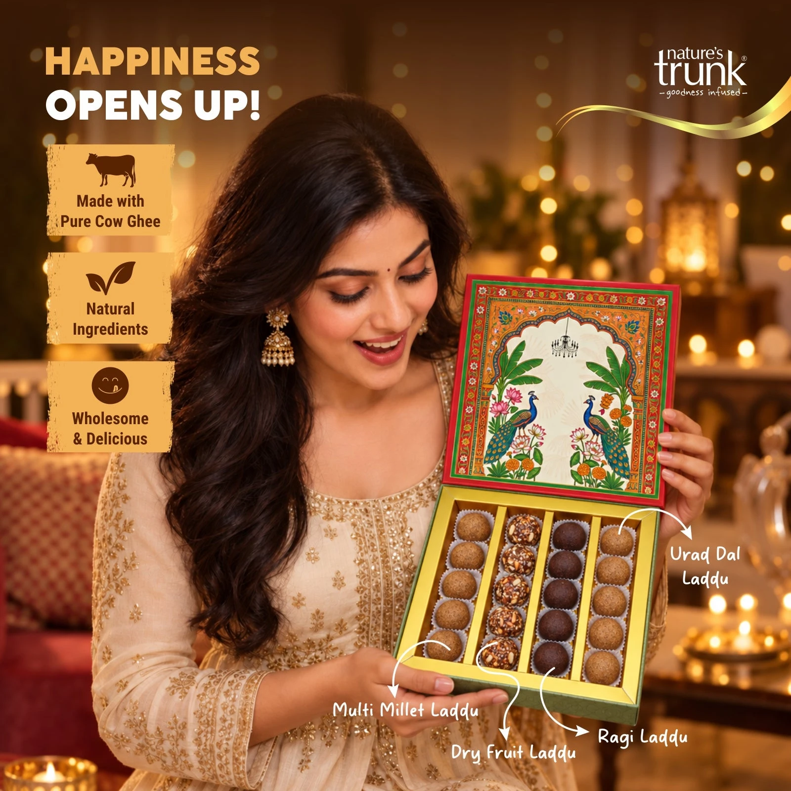 Nature's Trunk Assorted Laddu Gift Hamper - Big Pack - 600 g view 3