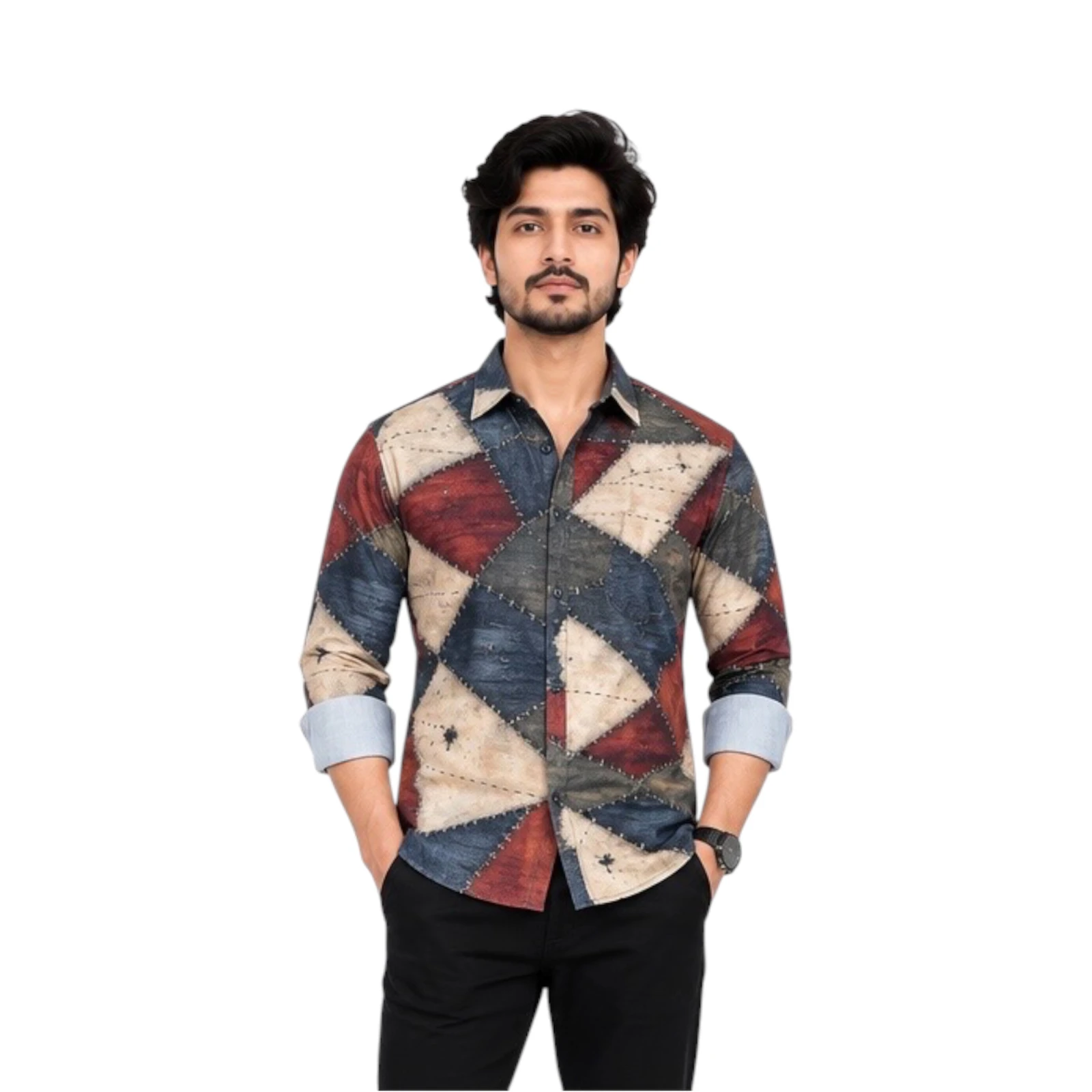One Drop Men's Geometric Printed Casual Shirt view 1