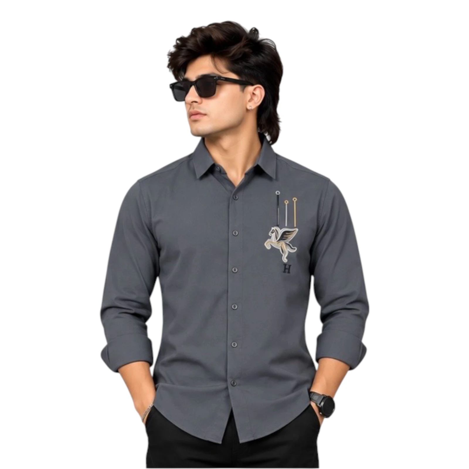 One Drop Men's Embroidered Casual Shirt view 1