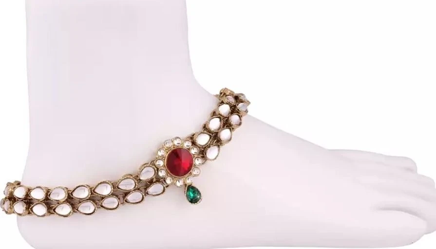 CATALYST PAYAL : 20 WHITE MAROON ROUND Alloy Anklet view 2