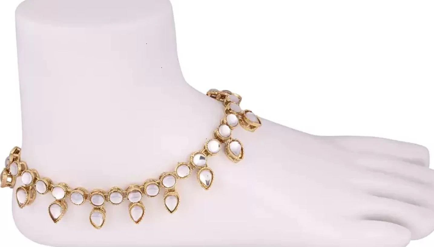 CATALYST PAYAL :28 WHITE ROUND & TINK Alloy Anklet (Pack of 2) view 2