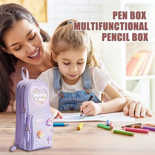 Design Studio Large Capacity Pencil Case Pouch, Cute Aesthetic Big Capacity Zipper Pencil Cases Pen Portable Office Stationery Makeup Bag, Desk Organizer for College Adults Women Men (Purple) view 4