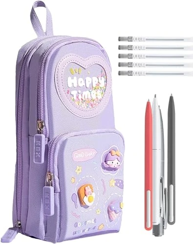 Design Studio Large Capacity Pencil Case Pouch, Cute Aesthetic Big Capacity Zipper Pencil Cases Pen Portable Office Stationery Makeup Bag, Desk Organizer for College Adults Women Men (Purple) view 7