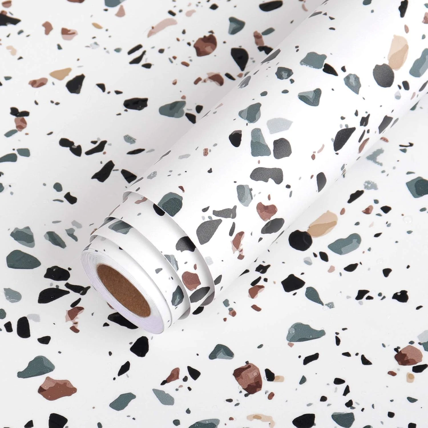 Design Studio Granite Self Adhesive Waterproof Contact Film Wallpaper for Countertops Cupboard Door, Almirah, Fridge, Tabletop, Wall, Floor (Glossy White Spotted Granite, 45 Cm X 500 Cm) view 1