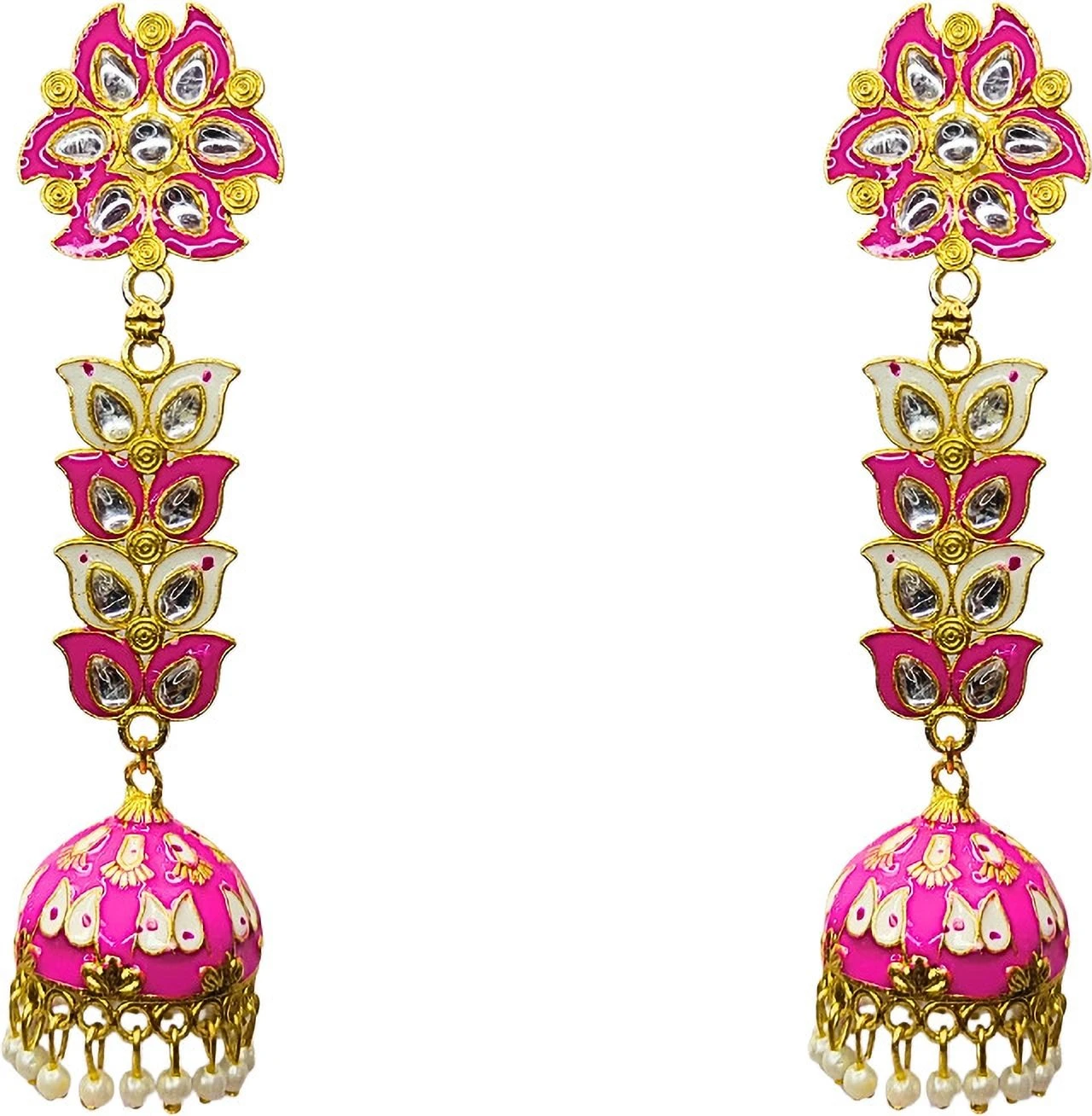 Tahaniya Pushpa Lata Floral Cascade Pearl Jhumkas Jhumki Earring and Drops & Danglers view 1