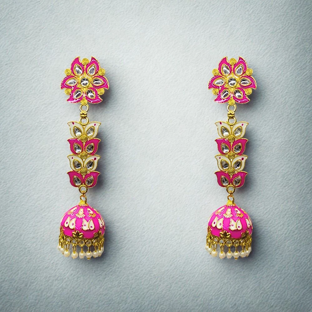 Tahaniya Pushpa Lata Floral Cascade Pearl Jhumkas Jhumki Earring and Drops & Danglers view 3