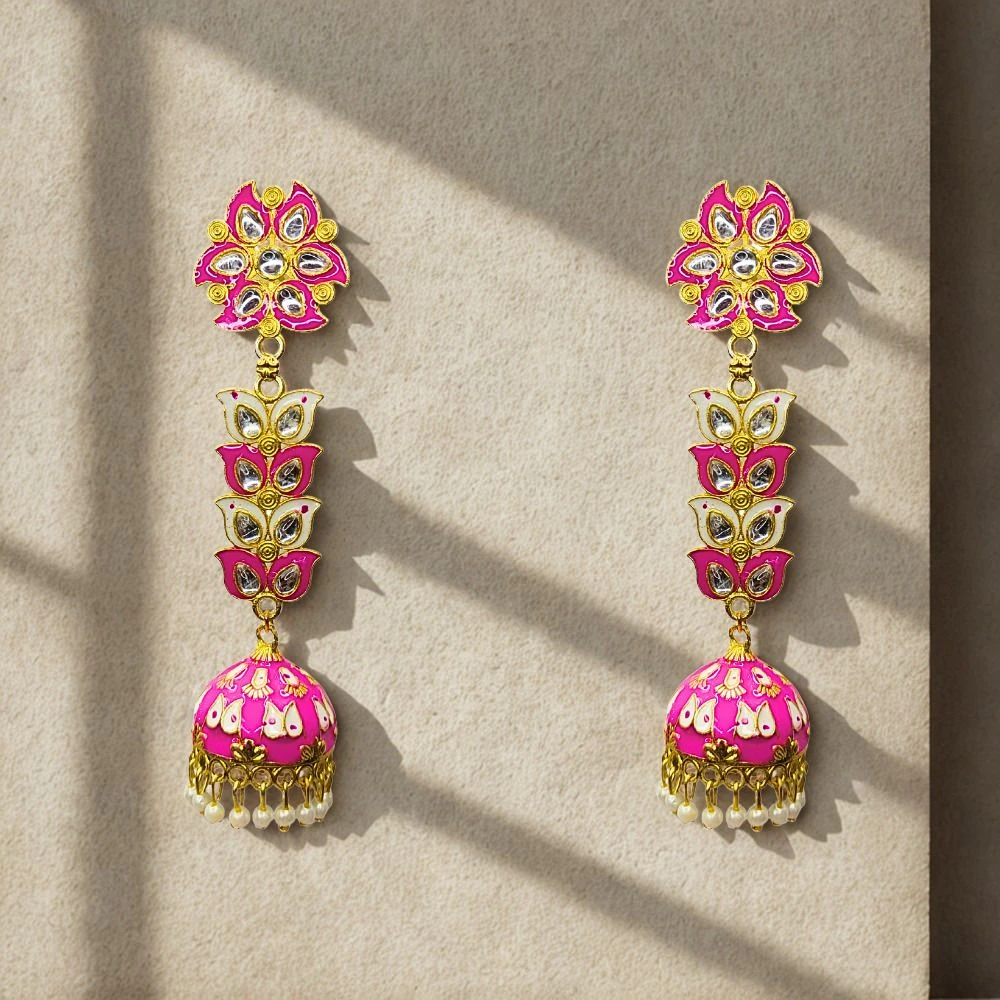 Tahaniya Pushpa Lata Floral Cascade Pearl Jhumkas Jhumki Earring and Drops & Danglers view 4