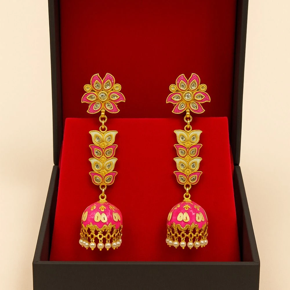 Tahaniya Pushpa Lata Floral Cascade Pearl Jhumkas Jhumki Earring and Drops & Danglers view 5