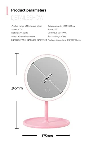 Design Studio Magnifying Makeup Mirror with Rechargeable LED Lights, Portable Tabletop Cosmetic/Ring Light Mirror for Home, Bathroom & Travel - Best Birthday Gift. (92854) view 4