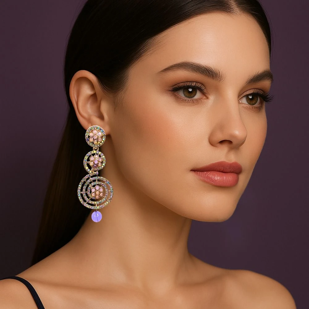 Tahaniya Pushpali Ranjana Floral Radiance Cascade Earring Drops & Danglers view 2